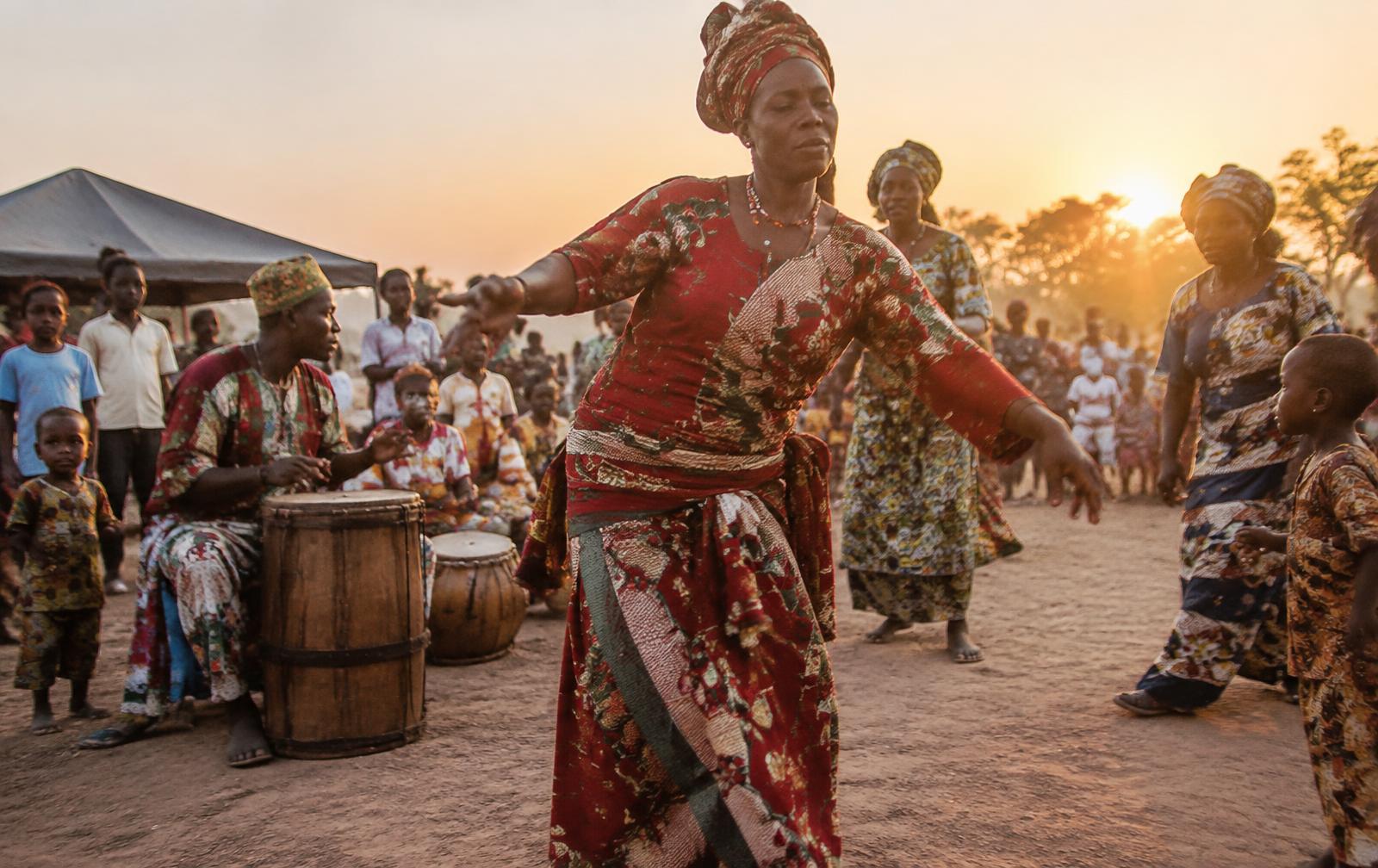Drummers and dancers at a cultural celebration